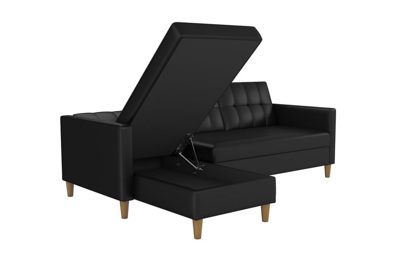 3-sits Divanbäddsoffa Hartford Konstläder/Svart - Dorel Home - Möbler - Soffa - Bäddsoffa - Bäddsoffa divan