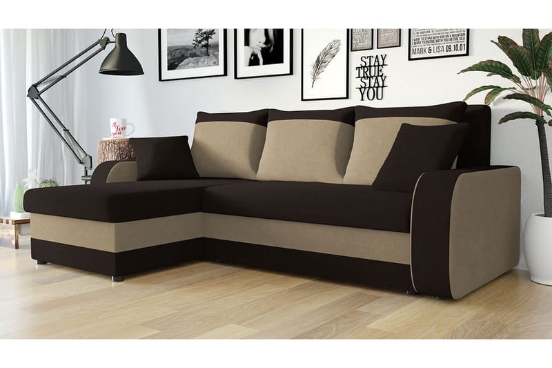 3-sits Hörnbäddsoffa Nyarp Universal - Brun/Beige - Möbler - Soffa - Bäddsoffa - Bäddsoffa divan