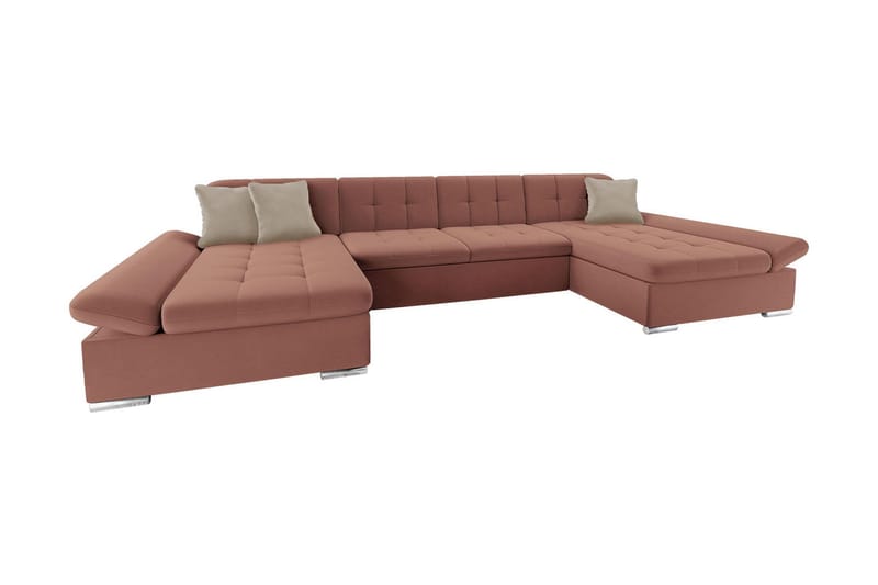 Bäddsoffa Dubbeldivan Eyman 4-sits 360x130 cm U-formad - Rosa - Möbler - Soffa - Bäddsoffa - Bäddsoffa divan