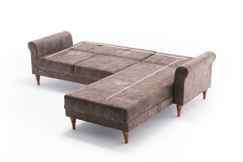 Bäddsoffa m. Divan Colombia 4-sits 205x180 - Brun - Möbler - Soffa - Bäddsoffa - Bäddsoffa divan