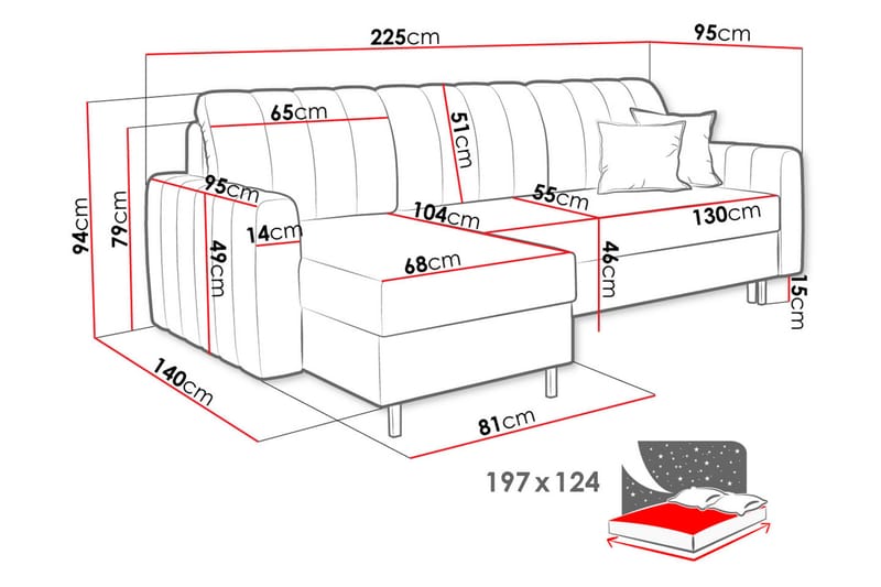 Bäddsoffa med divan - Blå - Möbler - Soffa - Bäddsoffa - Bäddsoffa divan