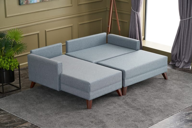 Bäddsoffa med Divan Burundi Vänster - Blå/Brun - Möbler - Soffa - Bäddsoffa - B�äddsoffa divan