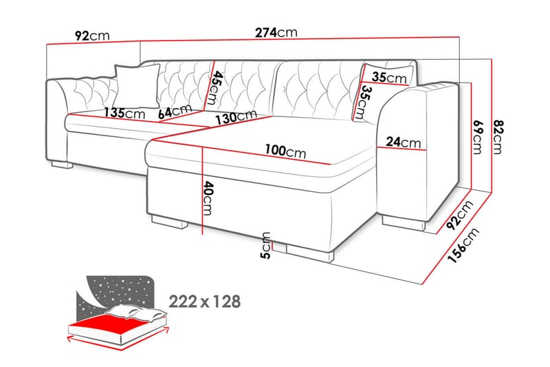 Bäddsoffa med divan - Grön - Möbler - Soffa - Bäddsoffa - Bäddsoffa divan