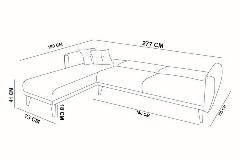 Bäddsoffa Tufford med Divan Höger - Grå - Möbler - Soffa - Bäddsoffa - Bäddsoffa divan