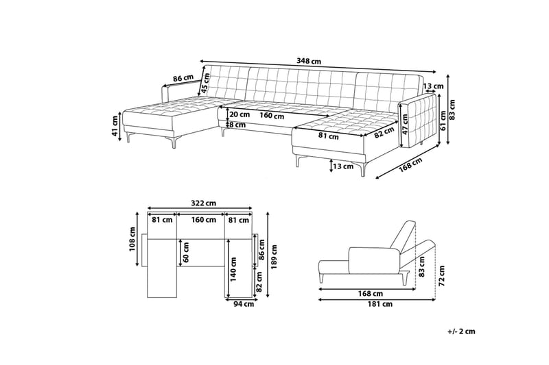 Bäddsoffa Westerleigh med Divan - Brun - U bäddsoffa - Bäddsoffa divan