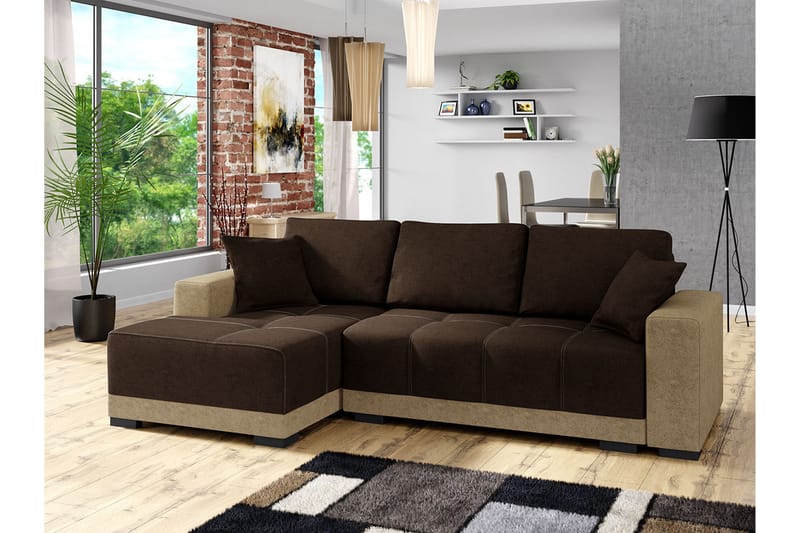 Divanbäddsoffa Dallas 240x140x80 cm - Brun - Möbler - Soffa - Bäddsoffa - Bäddsoffa divan