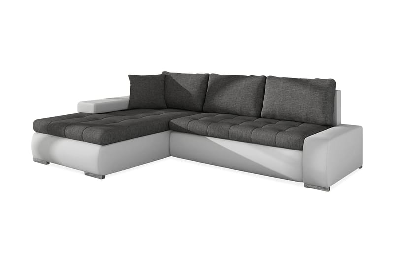 Divanbäddsoffa Ianto 265x185x85 cm - Grå/Vit - Möbler - Soffa - Bäddsoffa - Bäddsoffa divan