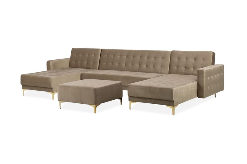 Divansoffa Najera med Fotpall - Beige - Möbler - Soffa - Bäddsoffa - Bäddsoffa divan