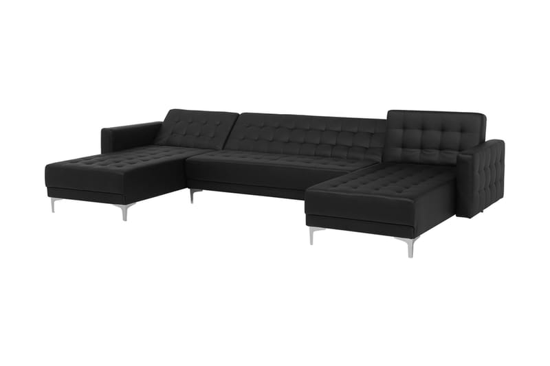 Divansoffa Najera med Fotpall - Svart - Möbler - Soffa - Bäddsoffa - Bäddsoffa divan