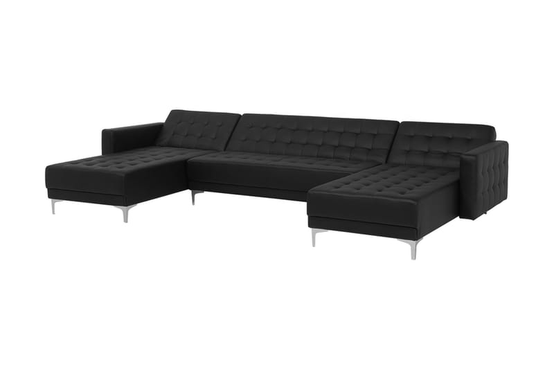 Divansoffa Najera med Fotpall - Svart - Möbler - Soffa - Bäddsoffa - Bäddsoffa divan