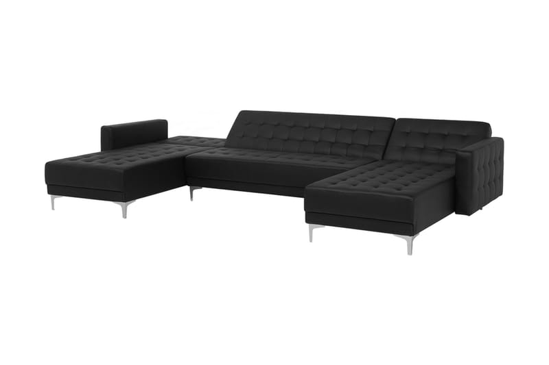 Divansoffa Najera med Fotpall - Svart - Möbler - Soffa - Bäddsoffa - Bäddsoffa divan