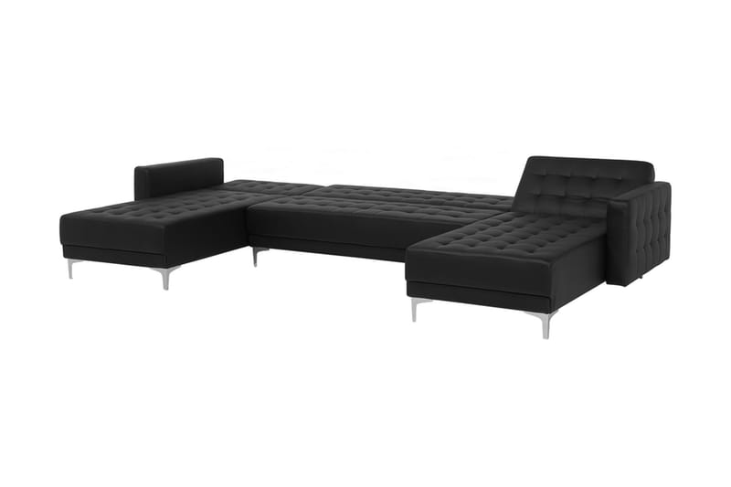 Divansoffa Najera med Fotpall - Svart - Möbler - Soffa - Bäddsoffa - Bäddsoffa divan