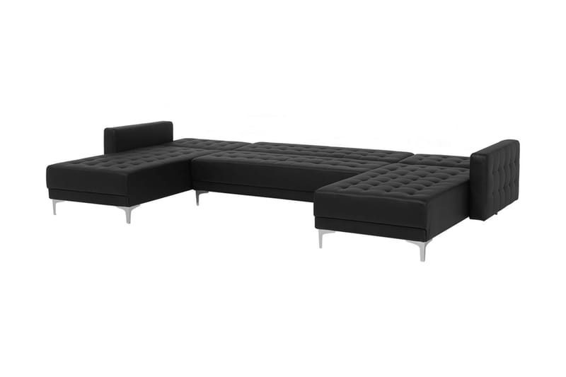 Divansoffa Najera med Fotpall - Svart - Möbler - Soffa - Bäddsoffa - Bäddsoffa divan