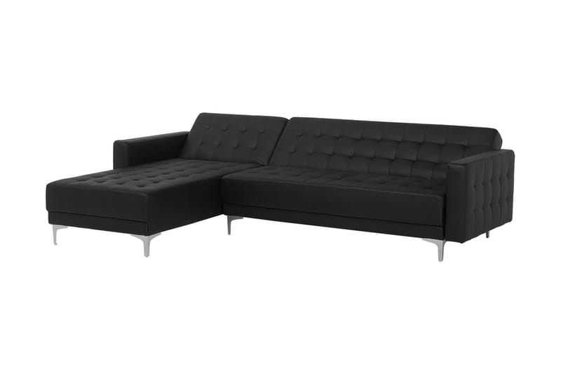 Hörnbäddsoffa Westerleigh Höger med Fotpall Konstläder - Svart - Möbler - Soffa - Bäddsoffa - Bäddsoffa divan