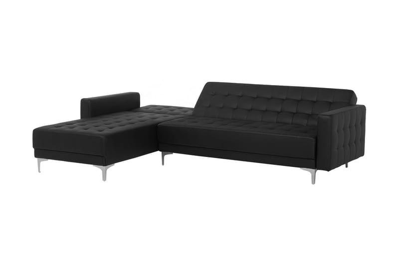 Hörnbäddsoffa Westerleigh Höger med Fotpall Konstläder - Svart - Möbler - Soffa - Bäddsoffa - Bäddsoffa divan