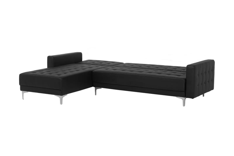 Hörnbäddsoffa Westerleigh Höger med Fotpall Konstläder - Svart - Möbler - Soffa - Bäddsoffa - Bäddsoffa divan