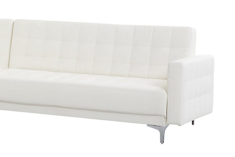 Hörnbäddsoffa Westerleigh Höger med Fotpall Konstläder - Vit - Möbler - Soffa - Bäddsoffa - Bäddsoffa divan