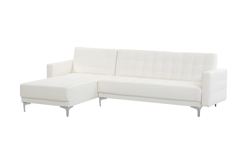 Hörnbäddsoffa Westerleigh Höger med Fotpall Konstläder - Vit - Möbler - Soffa - Bäddsoffa - Bäddsoffa divan