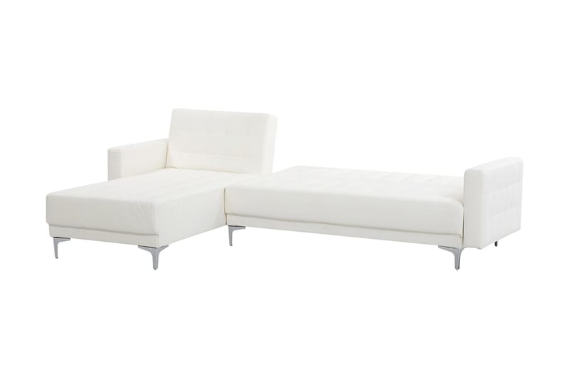 Hörnbäddsoffa Westerleigh Höger med Fotpall Konstläder - Vit - Möbler - Soffa - Bäddsoffa - Bäddsoffa divan