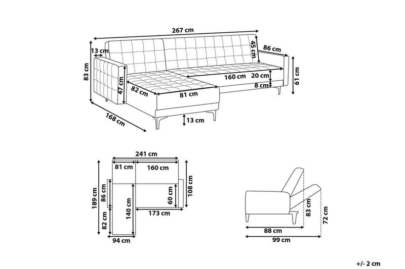 Hörnbäddsoffa Westerleigh Höger Sammet - Grön - Möbler - Soffa - Bäddsoffa - Bäddsoffa divan