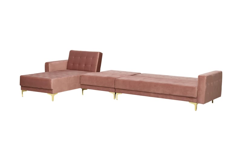 Hörnbäddsoffa Westerleigh Large Höger Sammet - Rosa - Möbler - Soffa - Bäddsoffa - Bäddsoffa divan