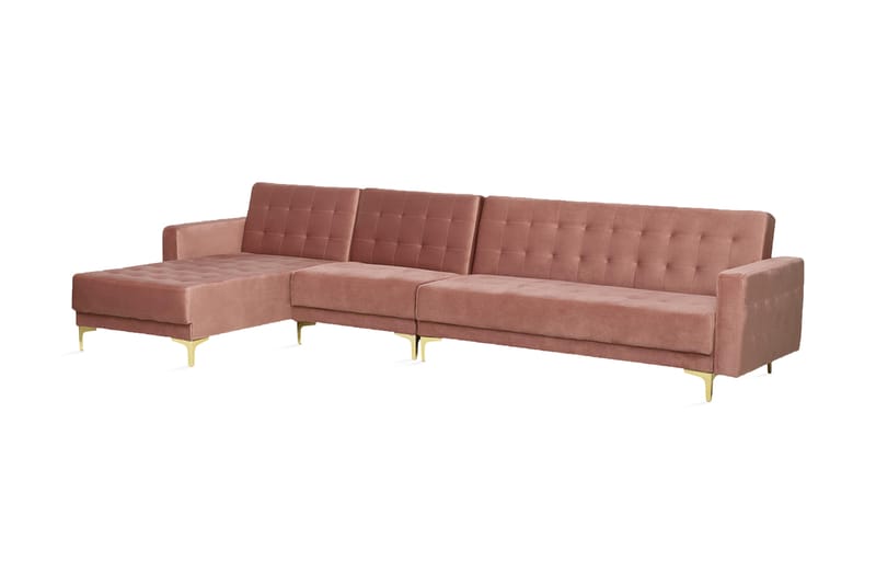 Hörnbäddsoffa Westerleigh Large Höger Sammet - Rosa - Möbler - Soffa - Bäddsoffa - Bäddsoffa divan