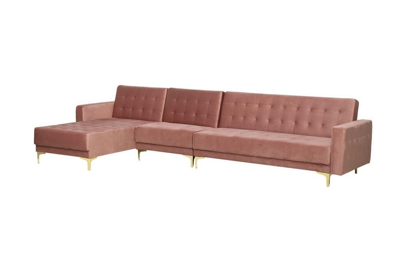 Hörnbäddsoffa Westerleigh Large Höger Sammet - Rosa - Möbler - Soffa - Bäddsoffa - Bäddsoffa divan