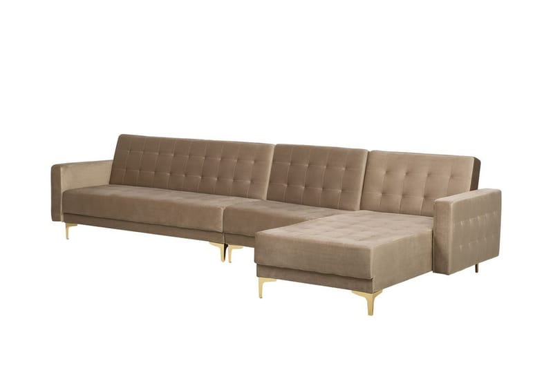 Hörnbäddsoffa Westerleigh Large Vänster Sammet - Beige - Möbler - Soffa - Bäddsoffa - Bäddsoffa divan