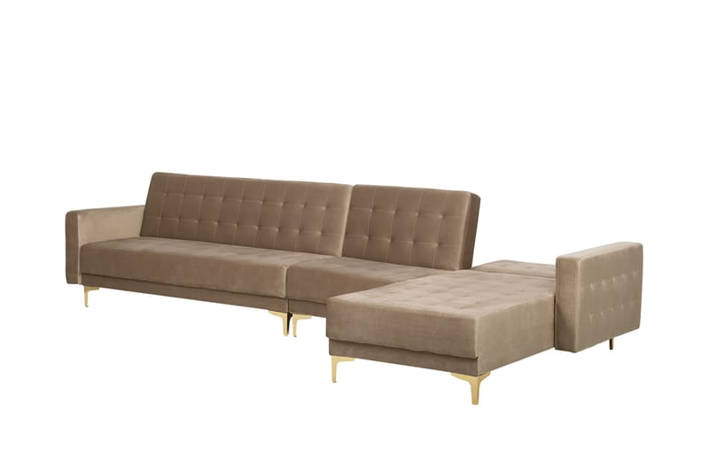 Hörnbäddsoffa Westerleigh Large Vänster Sammet - Beige - Möbler - Soffa - Bäddsoffa - Bäddsoffa divan