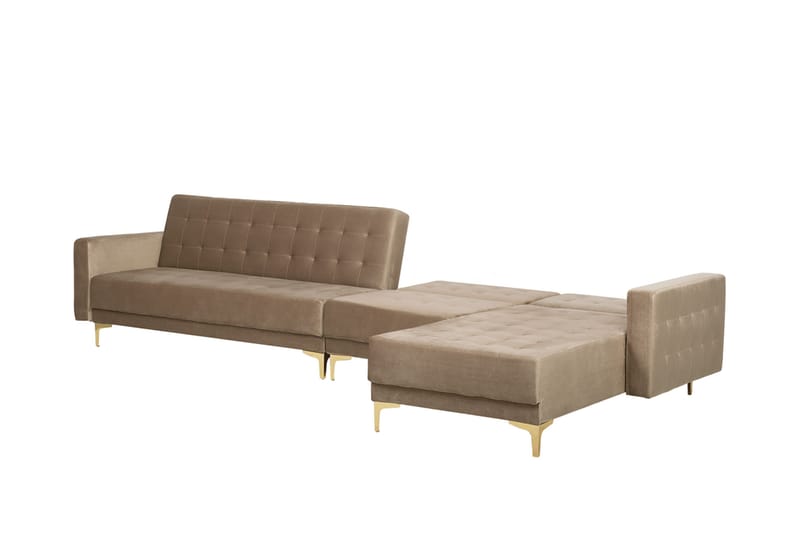 Hörnbäddsoffa Westerleigh Large Vänster Sammet - Beige - Möbler - Soffa - Bäddsoffa - Bäddsoffa divan