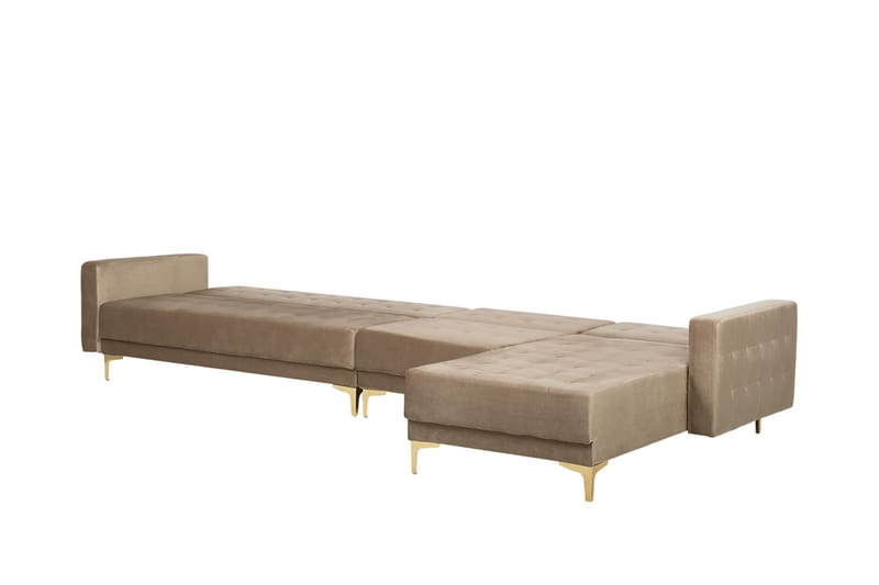 Hörnbäddsoffa Westerleigh Large Vänster Sammet - Beige - Möbler - Soffa - Bäddsoffa - Bäddsoffa divan