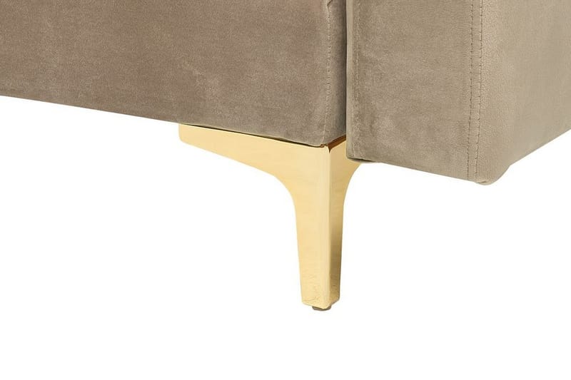 Hörnbäddsoffa Westerleigh med Fotpall Sammet - Beige - Möbler - Soffa - Bäddsoffa - Bäddsoffa divan