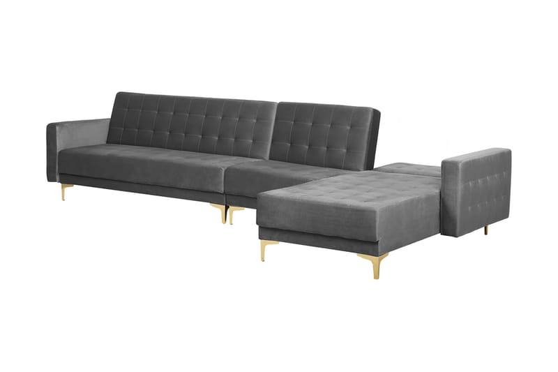 Hörnbäddsoffa Westerleigh Vänster Large Sammet - Grå - Möbler - Soffa - Bäddsoffa - Bäddsoffa divan