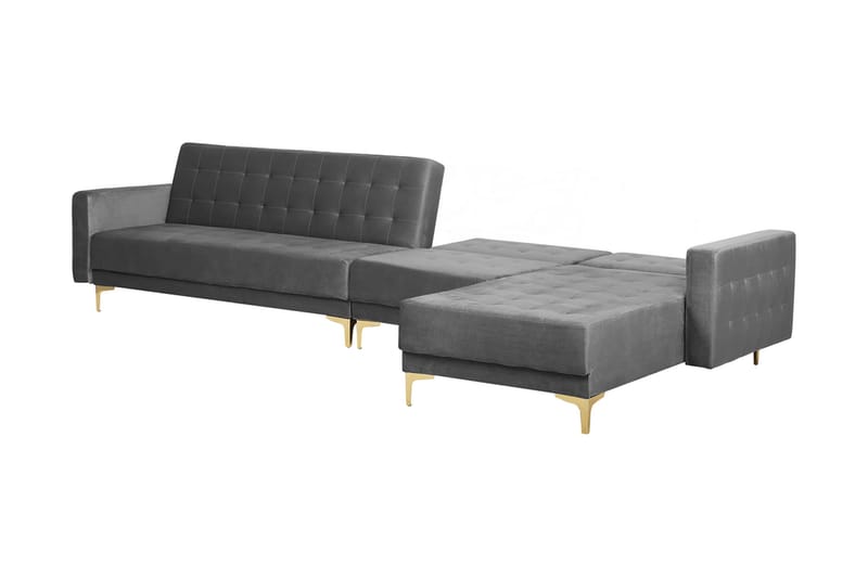 Hörnbäddsoffa Westerleigh Vänster Large Sammet - Grå - Möbler - Soffa - Bäddsoffa - Bäddsoffa divan