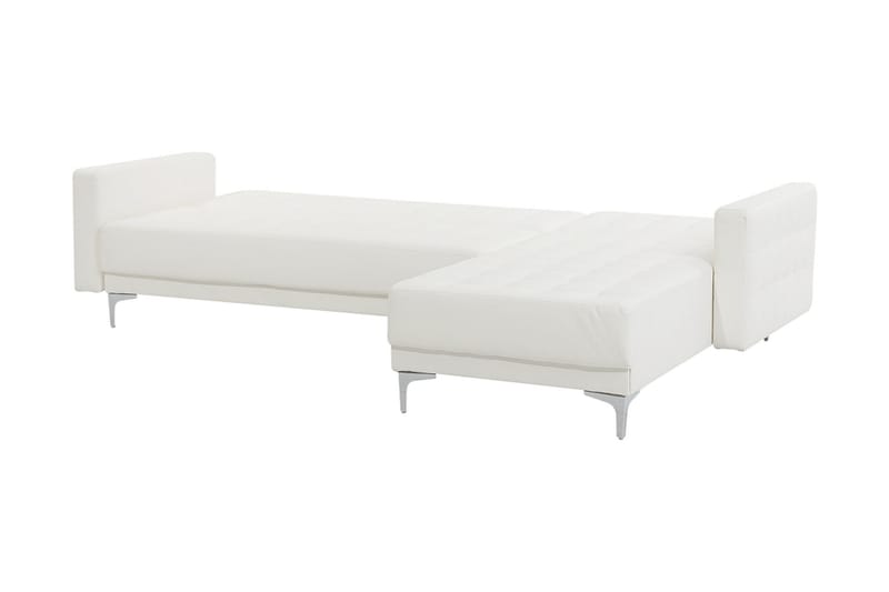 Hörnbäddsoffa Westerleigh Vänster med Fotpall Konstläder - Vit - Möbler - Soffa - Bäddsoffa - Bäddsoffa divan