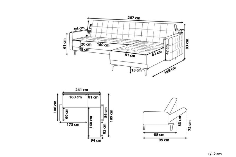 Hörnbäddsoffa Westerleigh Vänster Sammet - Grå - Möbler - Soffa - Bäddsoffa - Bäddsoffa divan