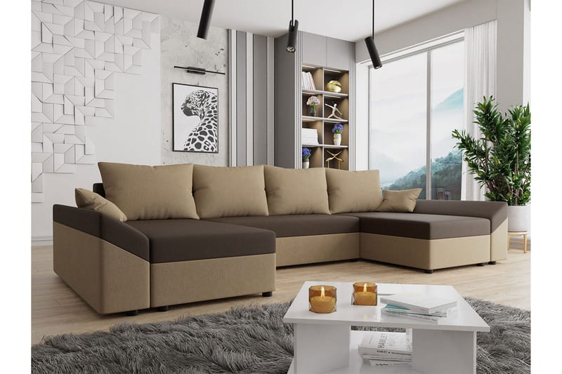 Rosaria 5-sits Bäddsoffa - Brun/Beige - Möbler - Soffa - Bäddsoffa - Bäddsoffa divan