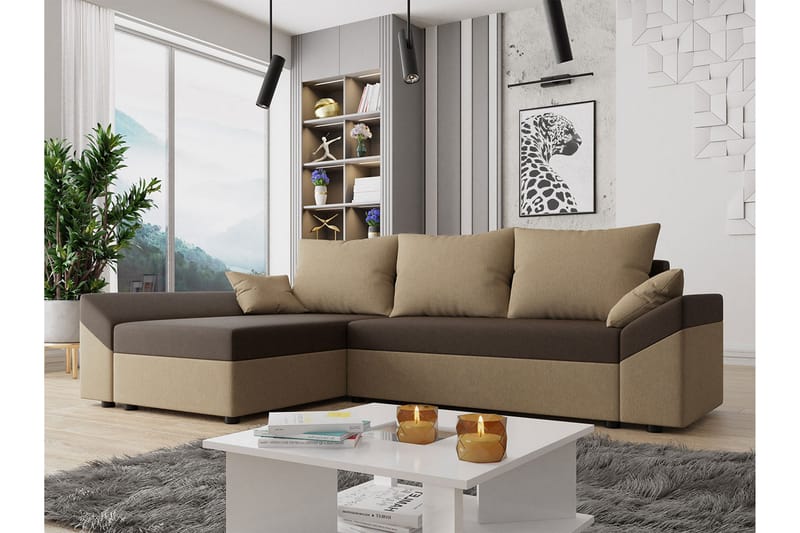 Rosaria 5-sits Bäddsoffa - Brun/Beige - Möbler - Soffa - Bäddsoffa - Bäddsoffa divan