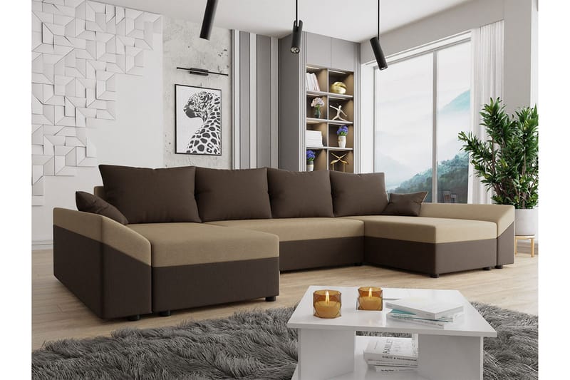 Rosaria 5-sits Bäddsoffa - Brun/Beige - Möbler - Soffa - Bäddsoffa - Bäddsoffa divan