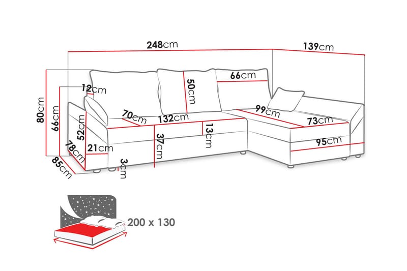 Rosaria 5-sits Bäddsoffa - Mörkgrå - Möbler - Soffa - Bäddsoffa - Bäddsoffa divan