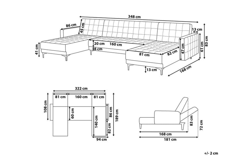 Bäddsoffa Westerleigh med Divan - Vit - Möbler - Soffa - Bäddsoffa - U bäddsoffa