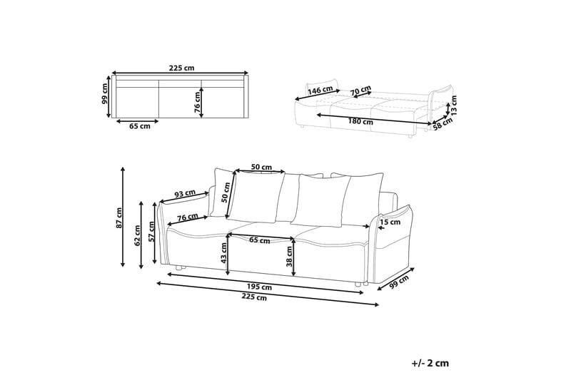 Balendin Bäddsoffa 3-sits - Beige/Svart - Möbler - Soffa - Bäddsoffa - 3 sits bäddsoffa