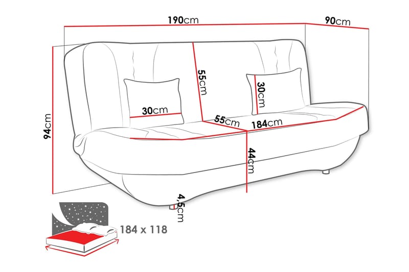 Burralla Bäddsoffa 2-sits - Grå - Möbler - Soffa - Bäddsoffa - 2 sits bäddsoffa