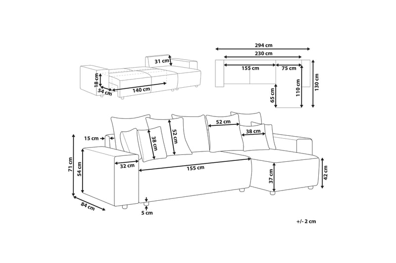 Dysis Hörnbäddsoffa 3-sits - Beige/Svart - Möbler - Soffa - Bäddsoffa - Hörnbäddsoffa