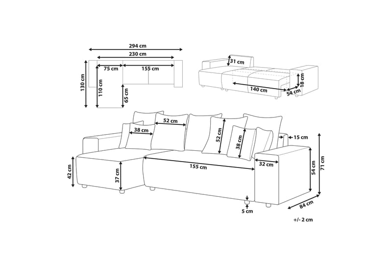 Dysis Hörnbäddsoffa 3-sits - Brun/Svart - Möbler - Soffa - Bäddsoffa - Hörnbäddsoffa