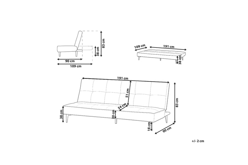 Faizal Bäddsoffa 3-sits - Grå/Svart - Möbler - Soffa - Bäddsoffa - 3 sits bäddsoffa