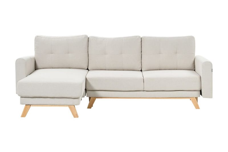 Faustin Hörnbäddsoffa 3-sits - Beige/Ljust trä - Möbler - Soffa - Bäddsoffa - Hörnbäddsoffa