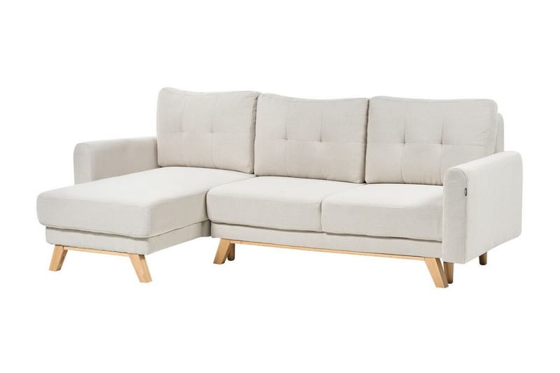 Faustin Hörnbäddsoffa 3-sits - Beige/Ljust trä - Möbler - Soffa - Bäddsoffa - Hörnbäddsoffa