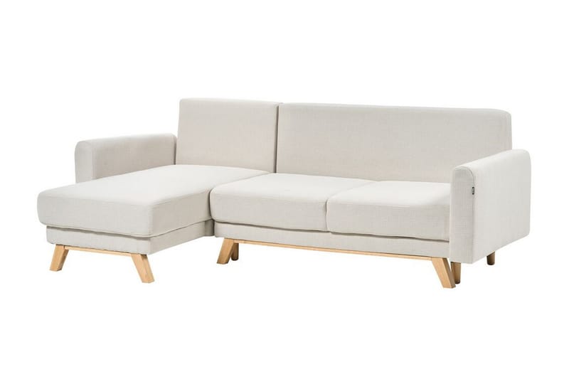 Faustin Hörnbäddsoffa 3-sits - Beige/Ljust trä - Möbler - Soffa - Bäddsoffa - Hörnbäddsoffa