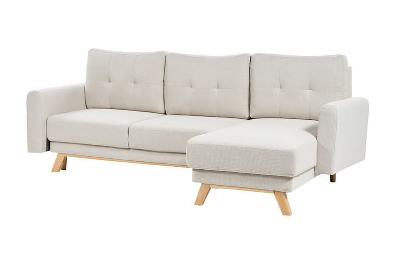 Faustin Hörnbäddsoffa 3-sits - Beige/Ljust trä - Möbler - Soffa - Bäddsoffa - Hörnbäddsoffa